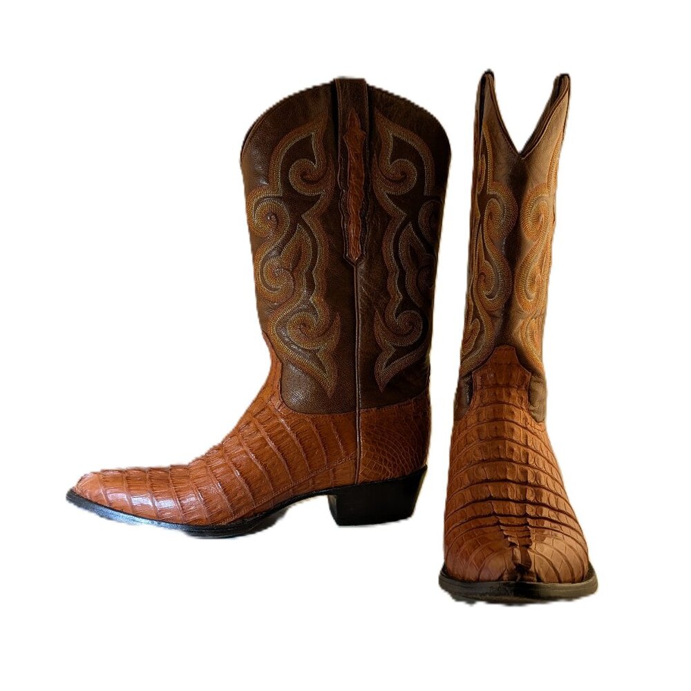 Brown Western Cowboy Boots with Exotic Texture